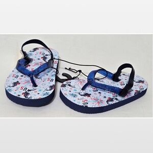 New Wave Zone Flip Flops Kids Toddler Sandals Shoes Patriotic Unicorn USA Red